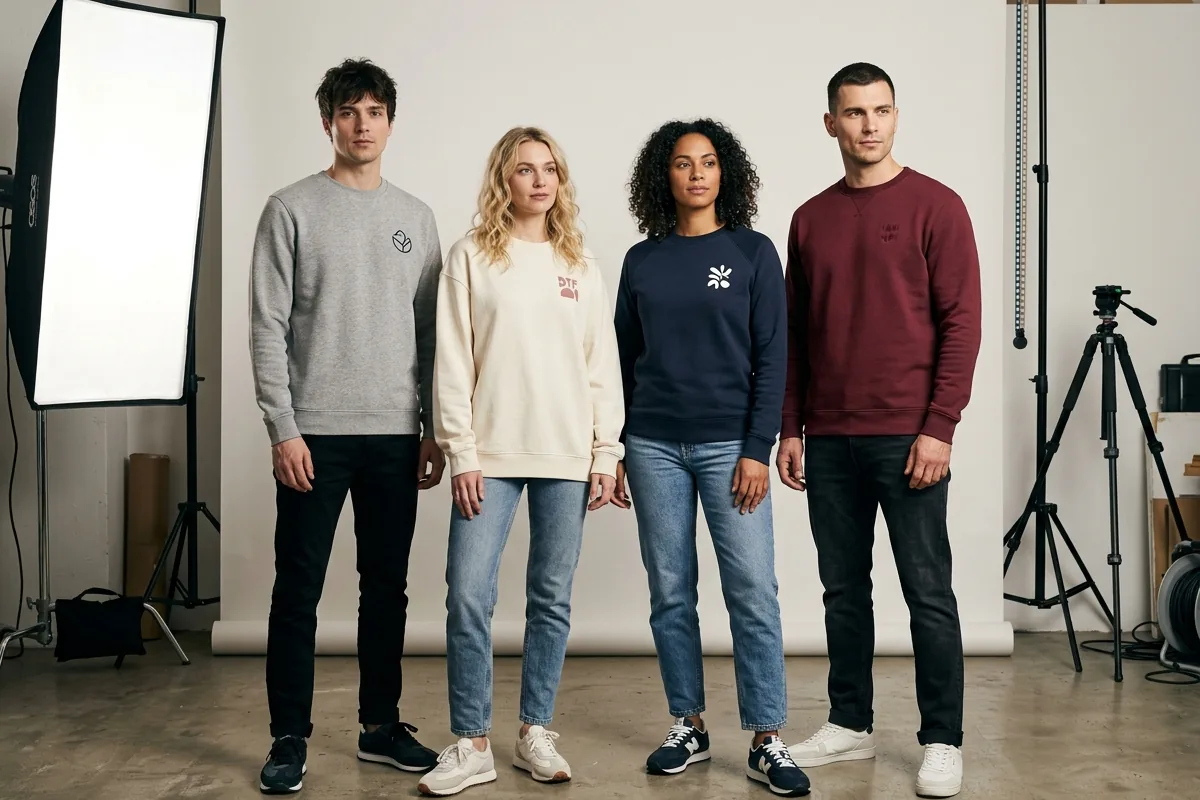 Свитшоты с логотипом — корпоративный мерч, smart-casual без капюшона, DTF и вышивка от «Наследие Сибири»