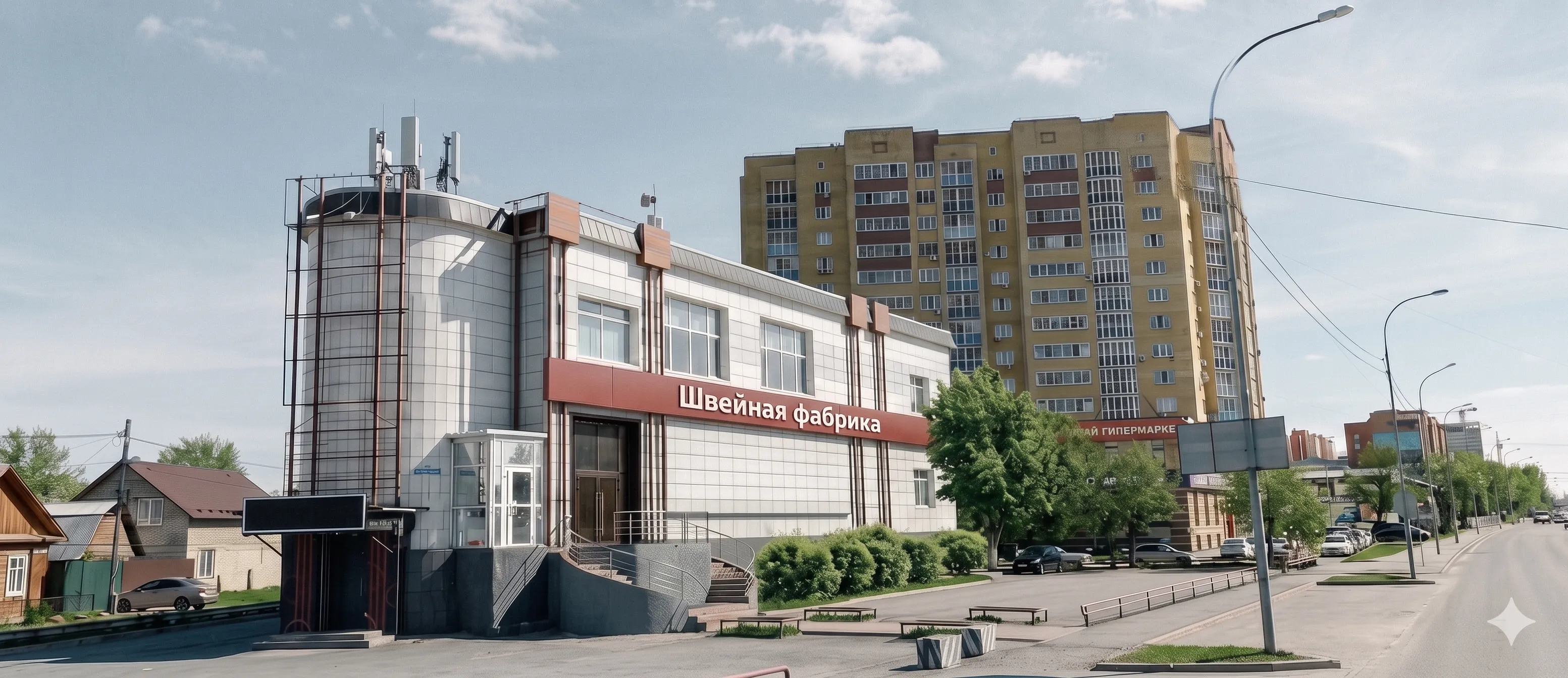 Фасад здания Швейной фабрики «Наследие Сибири» — производство одежды полного цикла